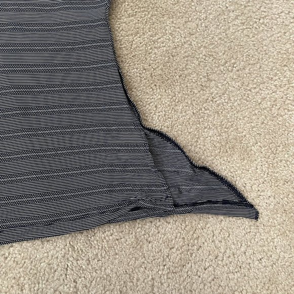 Athleta Tank Top Womens Small Blue White Side Tie Low Back Loose Fit Stripes Dot - Picture 3 of 11